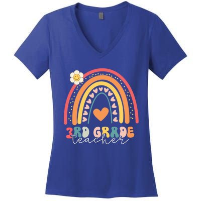 Funny Third Grade Back To School Rainbow Leopard 3Rd Grade Funny Gift Women's V-Neck T-Shirt