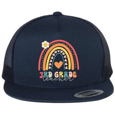 Funny Third Grade Back To School Rainbow Leopard 3Rd Grade Funny Gift Flat Bill Trucker Hat