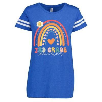 Funny Third Grade Back To School Rainbow Leopard 3Rd Grade Funny Gift Enza Ladies Jersey Football T-Shirt