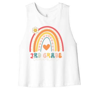 Funny Third Grade Back To School Rainbow Leopard 3Rd Grade Funny Gift Women's Racerback Cropped Tank