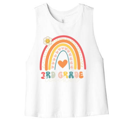 Funny Third Grade Back To School Rainbow Leopard 3Rd Grade Funny Gift Women's Racerback Cropped Tank