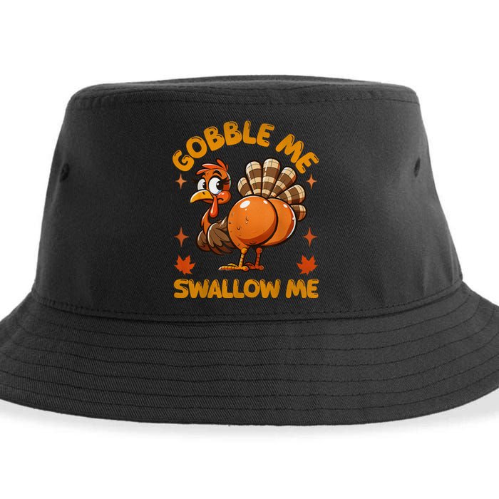 Funny Turkey Gobble Me Swallow Me Adult Humor Thanksgiving Sustainable Bucket Hat