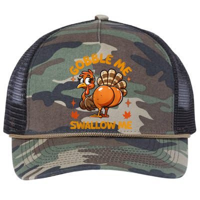 Funny Turkey Gobble Me Swallow Me Adult Humor Thanksgiving Retro Rope Trucker Hat Cap