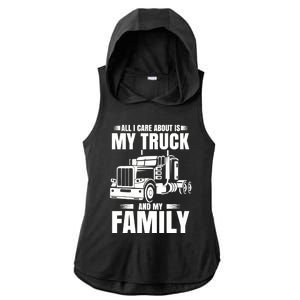 Funny Trucker Gifts Truck Driver Husband Semi Trailer Ladies PosiCharge Tri-Blend Wicking Draft Hoodie Tank