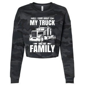 Funny Trucker Gifts Truck Driver Husband Semi Trailer Cropped Pullover Crew