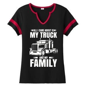 Funny Trucker Gifts Truck Driver Husband Semi Trailer Ladies Halftime Notch Neck Tee