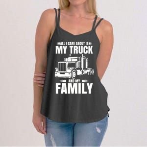 Funny Trucker Gifts Truck Driver Husband Semi Trailer Women's Strappy Tank