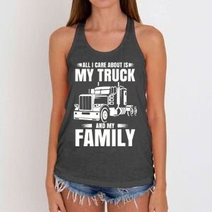 Funny Trucker Gifts Truck Driver Husband Semi Trailer Women's Knotted Racerback Tank