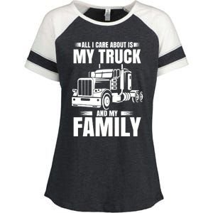 Funny Trucker Gifts Truck Driver Husband Semi Trailer Enza Ladies Jersey Colorblock Tee