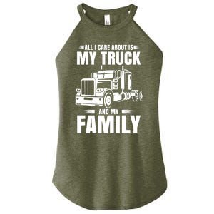 Funny Trucker Gifts Truck Driver Husband Semi Trailer Women's Perfect Tri Rocker Tank