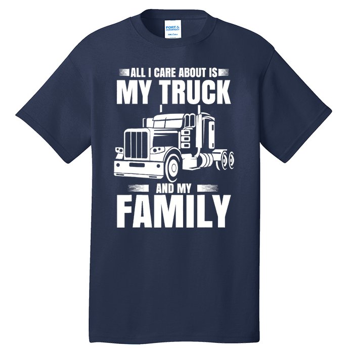 Funny Trucker Gifts Truck Driver Husband Semi Trailer Tall T-Shirt