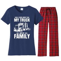 Funny Trucker Gifts Truck Driver Husband Semi Trailer Women's Flannel Pajama Set