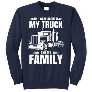 Funny Trucker Gifts Truck Driver Husband Semi Trailer Tall Sweatshirt