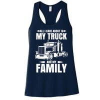 Funny Trucker Gifts Truck Driver Husband Semi Trailer Women's Racerback Tank