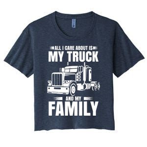 Funny Trucker Gifts Truck Driver Husband Semi Trailer Women's Crop Top Tee