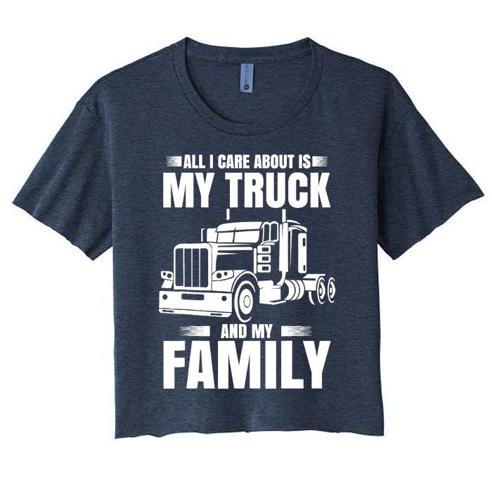 Funny Trucker Gifts Truck Driver Husband Semi Trailer Women's Crop Top Tee