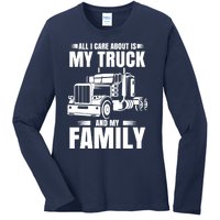 Funny Trucker Gifts Truck Driver Husband Semi Trailer Ladies Long Sleeve Shirt