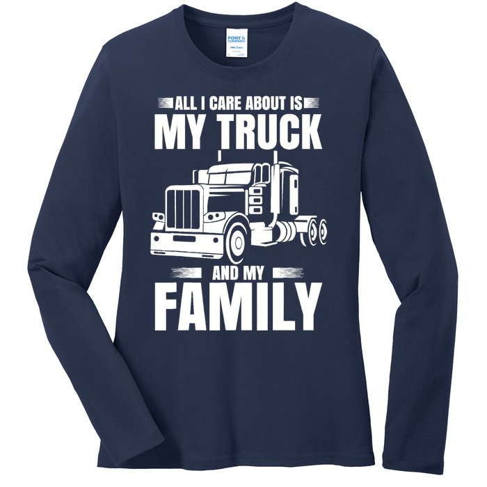 Funny Trucker Gifts Truck Driver Husband Semi Trailer Ladies Long Sleeve Shirt