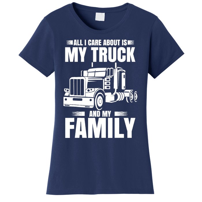 Funny Trucker Gifts Truck Driver Husband Semi Trailer Women's T-Shirt