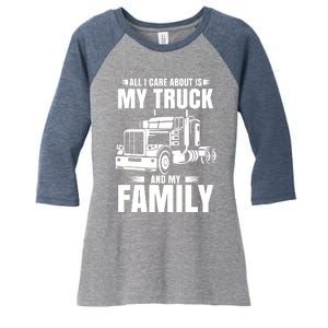 Funny Trucker Gifts Truck Driver Husband Semi Trailer Women's Tri-Blend 3/4-Sleeve Raglan Shirt