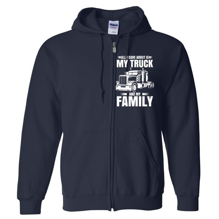 Funny Trucker Gifts Truck Driver Husband Semi Trailer Full Zip Hoodie