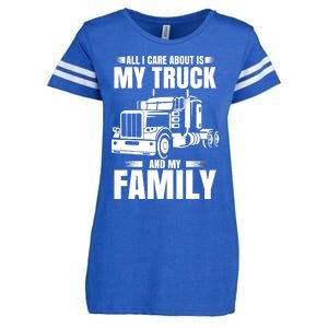 Funny Trucker Gifts Truck Driver Husband Semi Trailer Enza Ladies Jersey Football T-Shirt