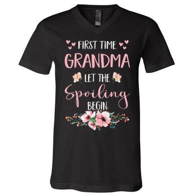 First Time Grandma Let The Spoiling Begin for  V-Neck T-Shirt