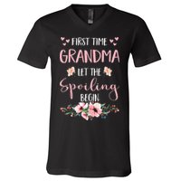 First Time Grandma Let The Spoiling Begin for  V-Neck T-Shirt