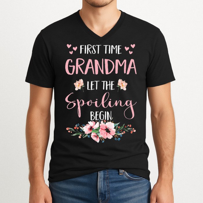 First Time Grandma Let The Spoiling Begin for  V-Neck T-Shirt
