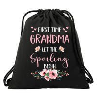 First Time Grandma Let The Spoiling Begin for  Drawstring Bag