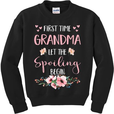 First Time Grandma Let The Spoiling Begin for  Kids Sweatshirt