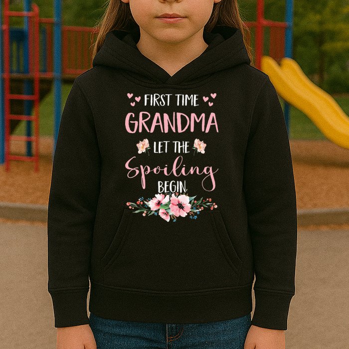 First Time Grandma Let The Spoiling Begin for  Kids Hoodie