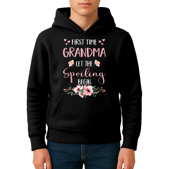 First Time Grandma Let The Spoiling Begin for  Kids Hoodie