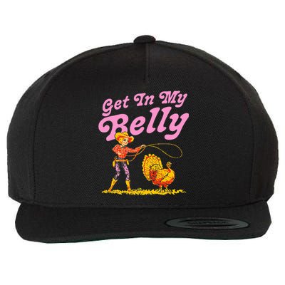 Funny Thanksgiving Get In My Belly Wool Snapback Cap