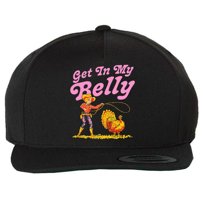 Funny Thanksgiving Get In My Belly Wool Snapback Cap