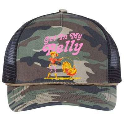 Funny Thanksgiving Get In My Belly Retro Rope Trucker Hat Cap