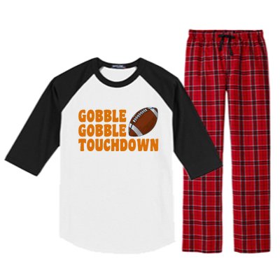 Football Turkey Gobble Gobble Touchdown Thanksgiving Cute Gift Raglan Sleeve Pajama Set