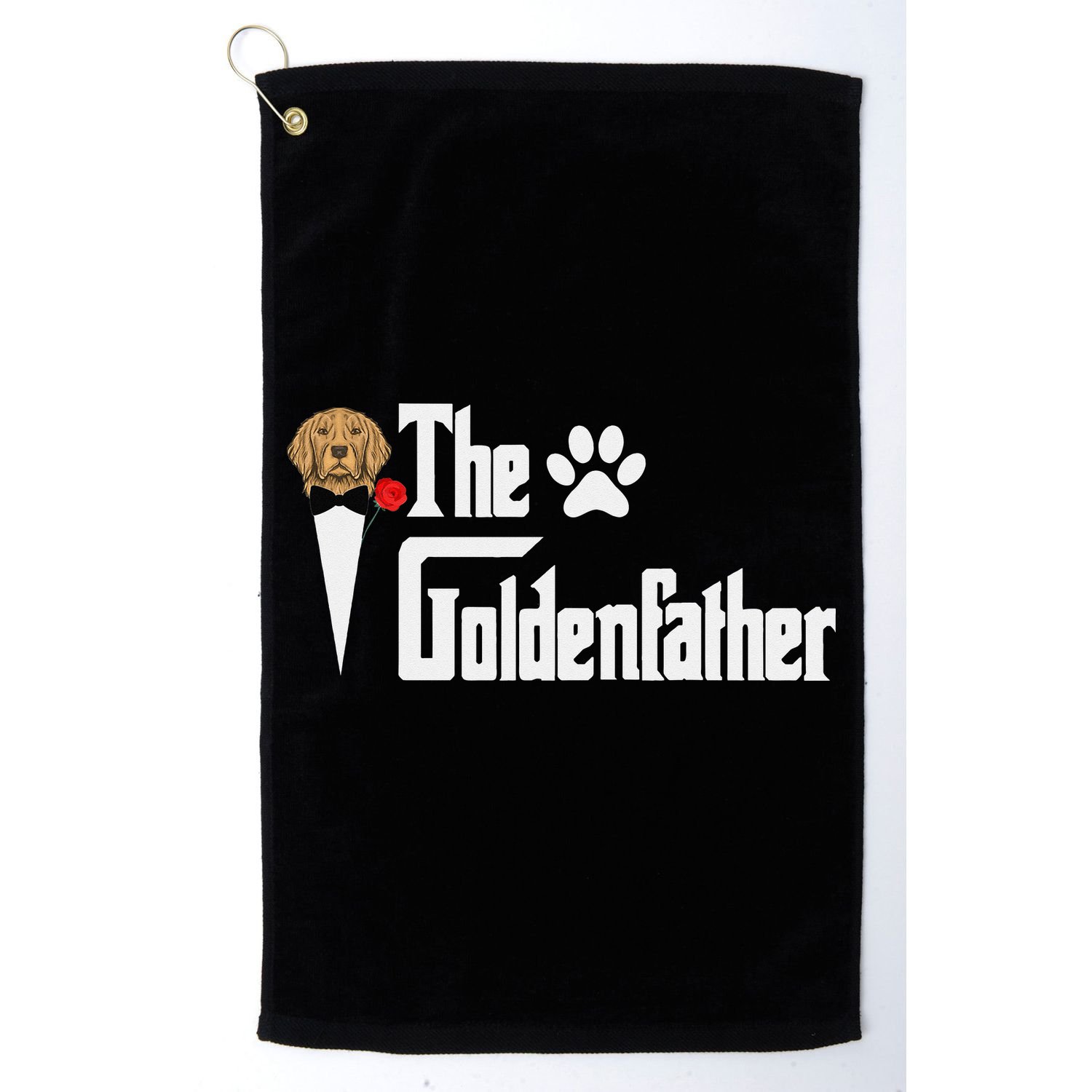 Funny The Goldenfather Golden Retriever Dog Father Golf Towel