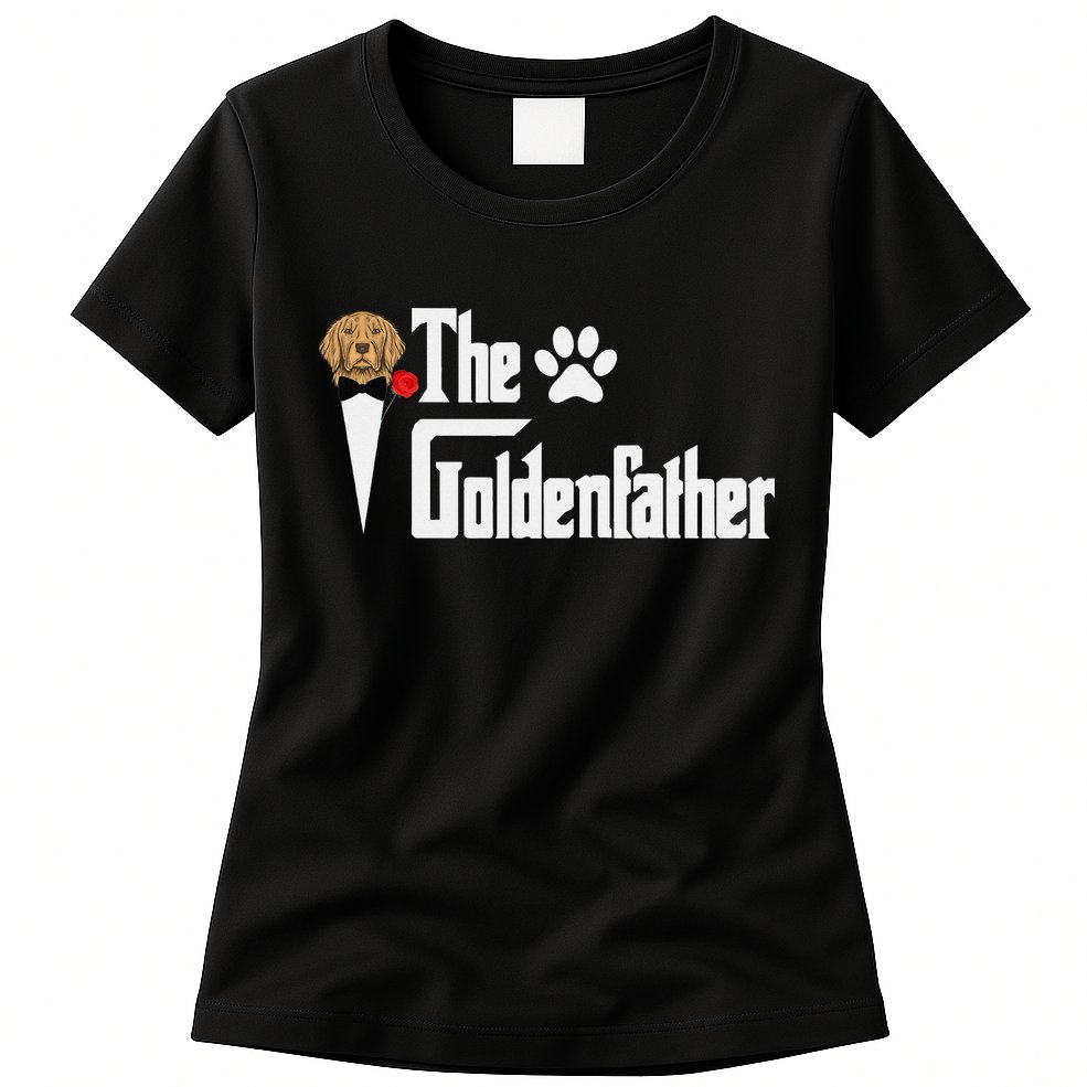Funny The Goldenfather Golden Retriever Dog Father Womens T-Shirt
