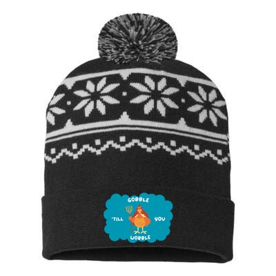 Funny Thanksgiving Gobble Till You Wobble Turkey Gift For Thanksgiving Thanksgiv USA-Made Snowflake Beanie