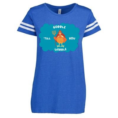 Funny Thanksgiving Gobble Till You Wobble Turkey Gift For Thanksgiving Thanksgiv Enza Ladies Jersey Football T-Shirt