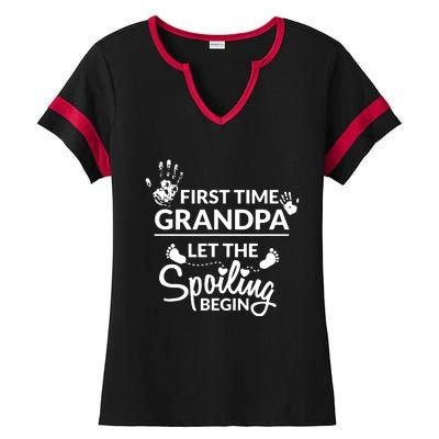 First Time Grandpa Let The Spoiling Begin Ladies Halftime Notch Neck Tee