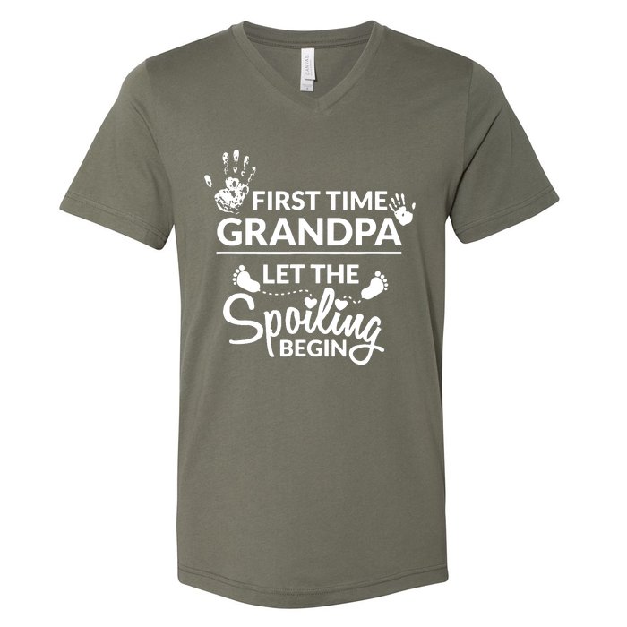 First Time Grandpa Let The Spoiling Begin V-Neck T-Shirt