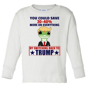 Funny Trump Gecko Switch Back To Trump Save More Republican Toddler Long Sleeve Shirt