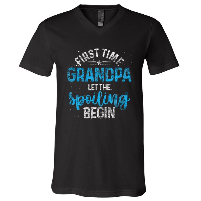 First Time Grandpa Let The Spoiling V-Neck T-Shirt