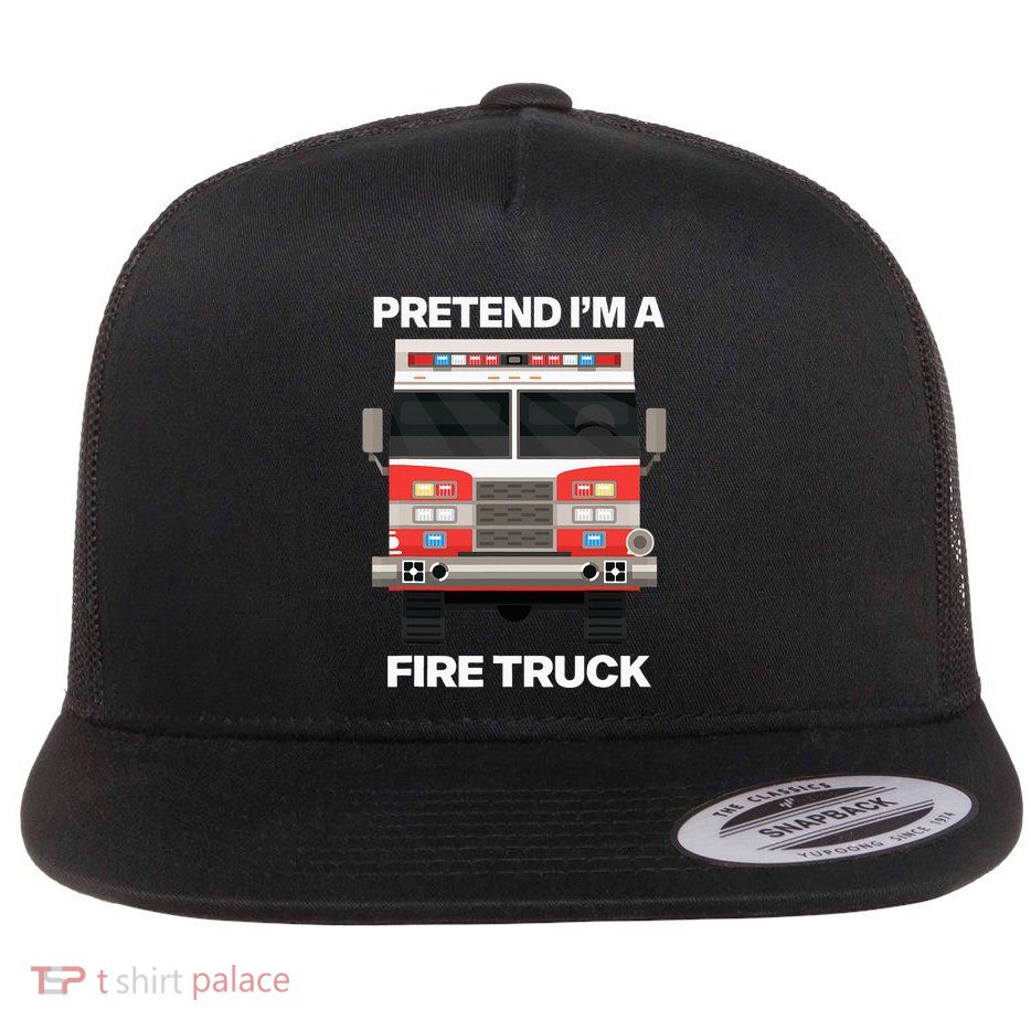 Fire Truck Halloween Costume Pretend IM A Fire Truck Flat Bill Trucker Hat
