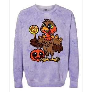 Festive Turkey Harvest Celebrate Autumn with Trick or Treat Colorblast Crewneck Sweatshirt