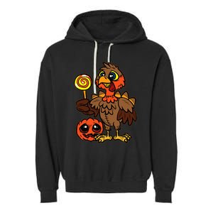 Festive Turkey Harvest Celebrate Autumn with Trick or Treat Garment-Dyed Fleece Hoodie