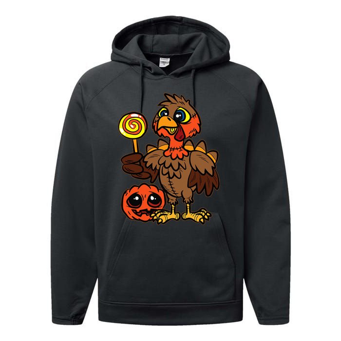 Festive Turkey Harvest Celebrate Autumn with Trick or Treat Performance Fleece Hoodie