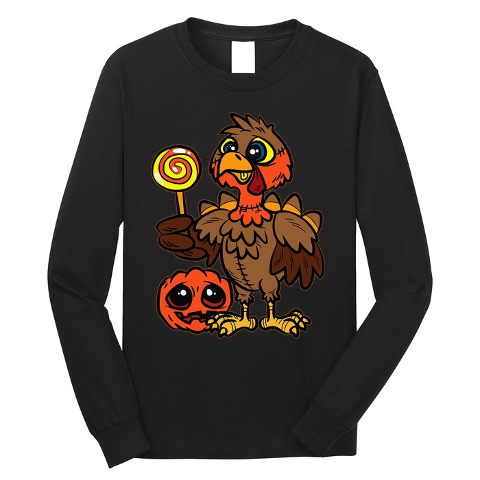 Festive Turkey Harvest Celebrate Autumn with Trick or Treat Long Sleeve Shirt